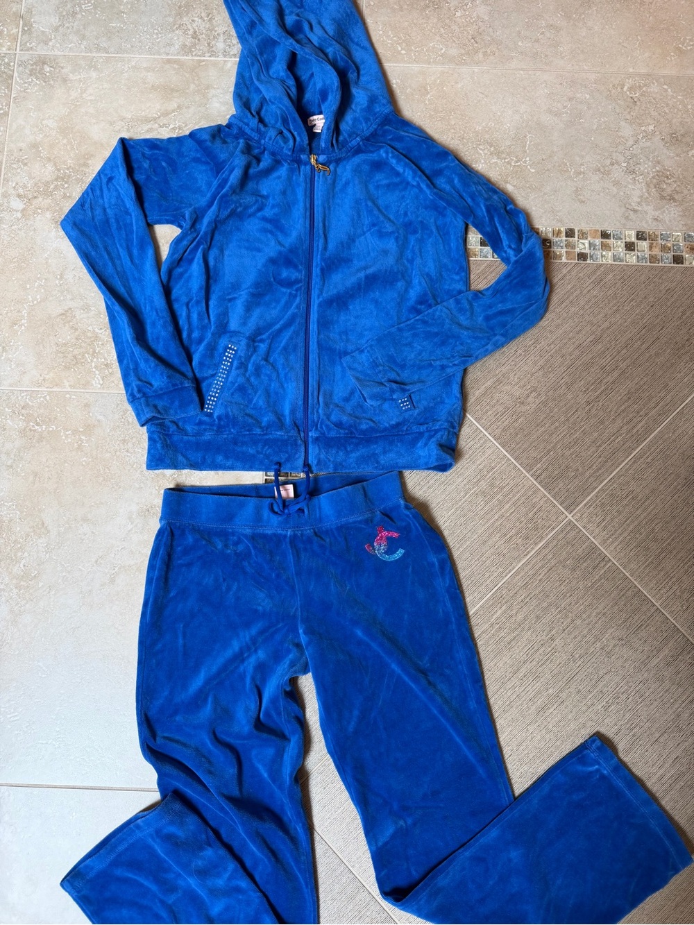 Juicy Couture Royal Blue Velour Hoodie & Pants Set